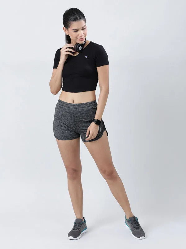 Women Black Solid Crop Top-STUNNER TANK -02-BK