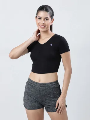Women Black Solid Crop Top-STUNNER TANK -02-BK