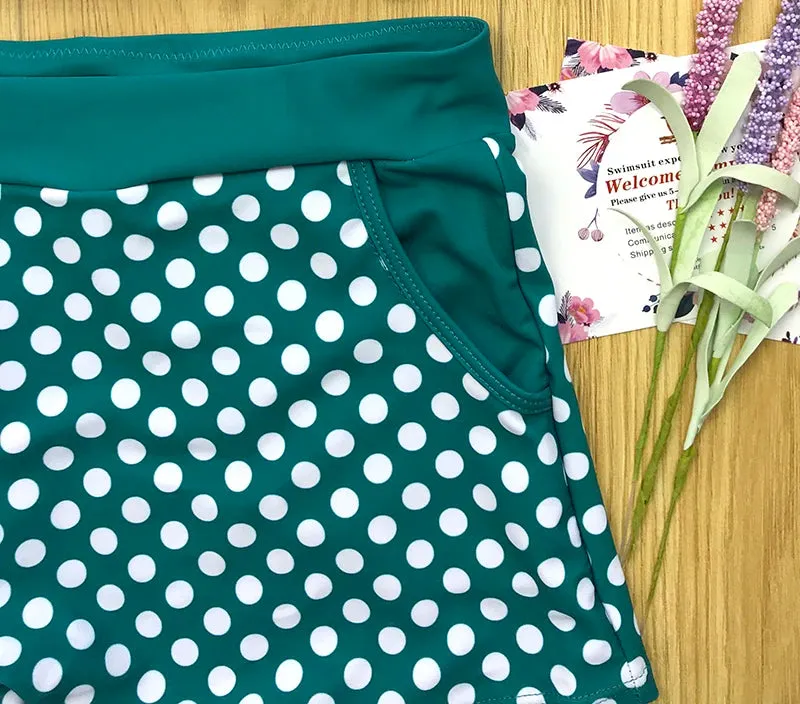 Women Dots Tankini Plus Size Swimwear Push Up Two Piece Swimsuit with Shorts High Waist Bathing Suit 2XL Polka Print Beachwear