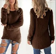 Women Loose Long Sleeve Solid Warm Pullovers