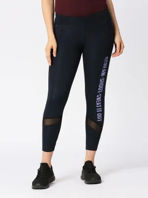 Women Navy Blue Solid Track Pants & Joggers RUN TIME TRACK- NY
