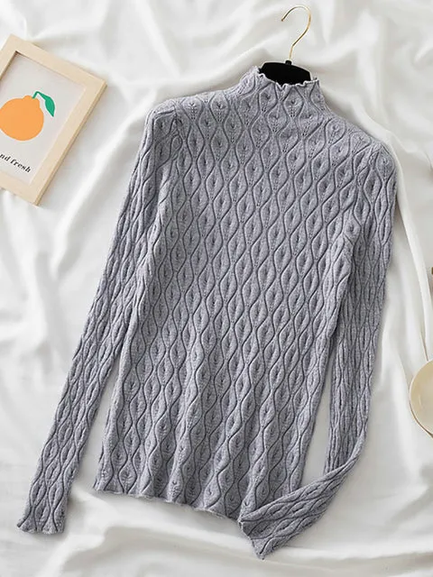 Women Slim Tops Knitted Sweater Jumper Soft Blouse