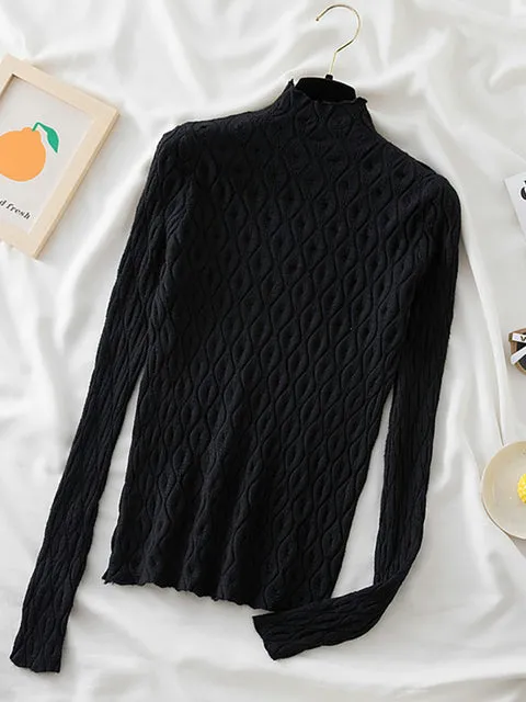 Women Slim Tops Knitted Sweater Jumper Soft Blouse