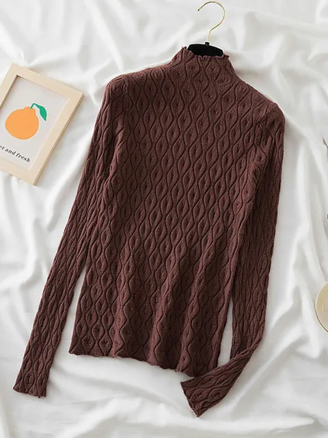 Women Slim Tops Knitted Sweater Jumper Soft Blouse