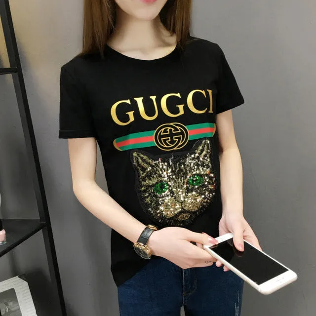 women summer t shirt 2018 fashion lady print t-shirt sexy female brand tees top slim fit Girls short sleeve casual tshirt grey