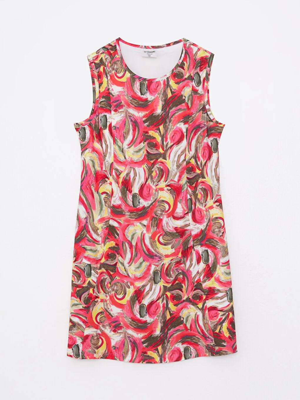 Women's Crew Neck Patterned Sleeveless Hijab Swimsuit Set