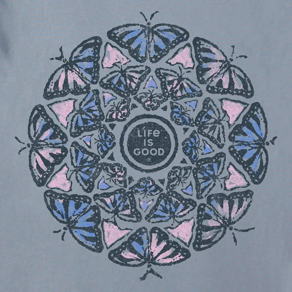 Women's Hand Drawn Butterfly Mandala Crusher-FLEX Hoodie Tunic - Stone Blue - 108053