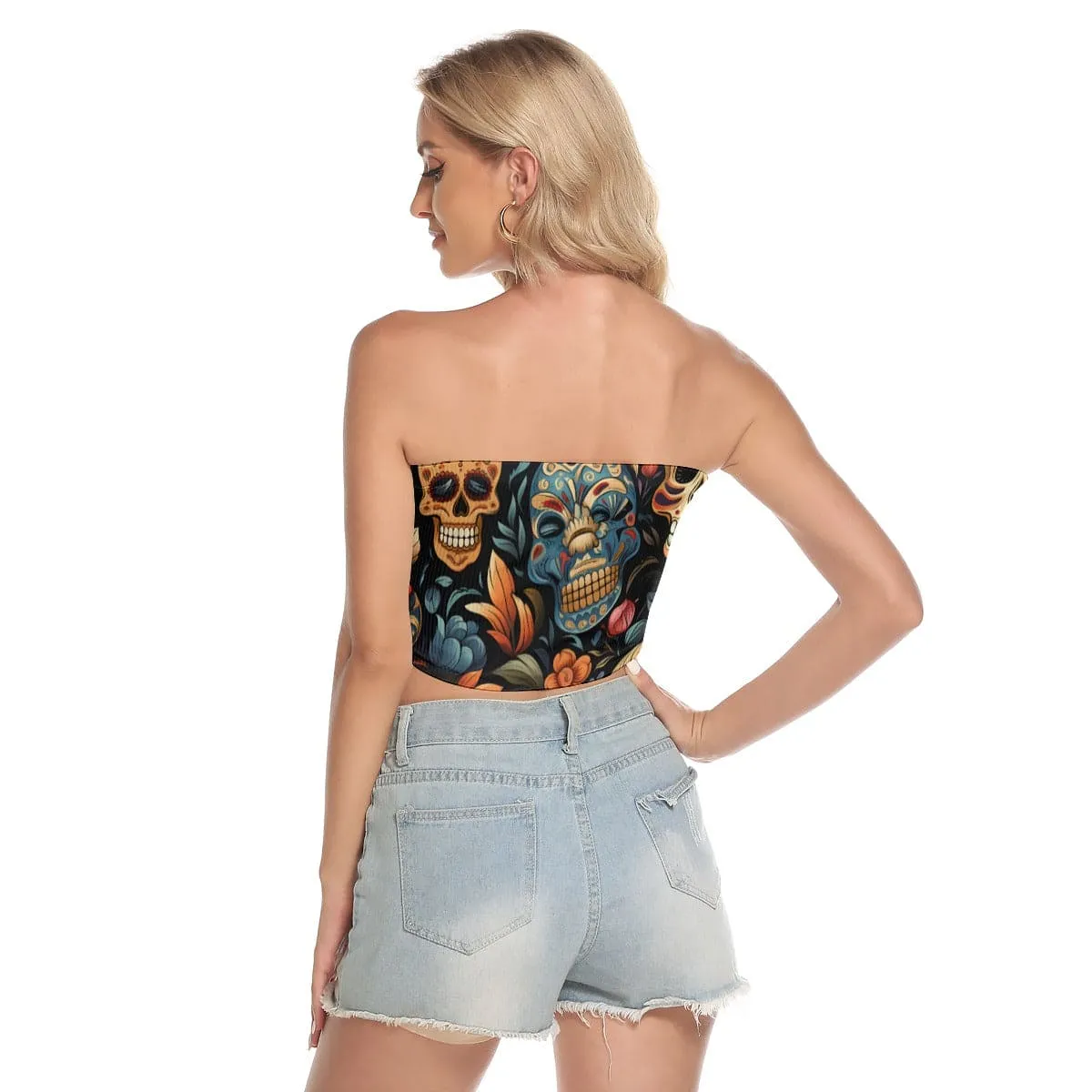 Women's Smiling Skulls Crop Tube Top