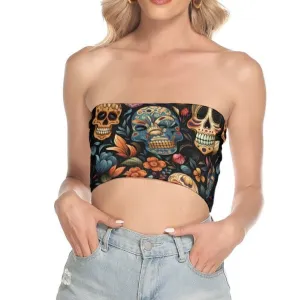 Women's Smiling Skulls Crop Tube Top