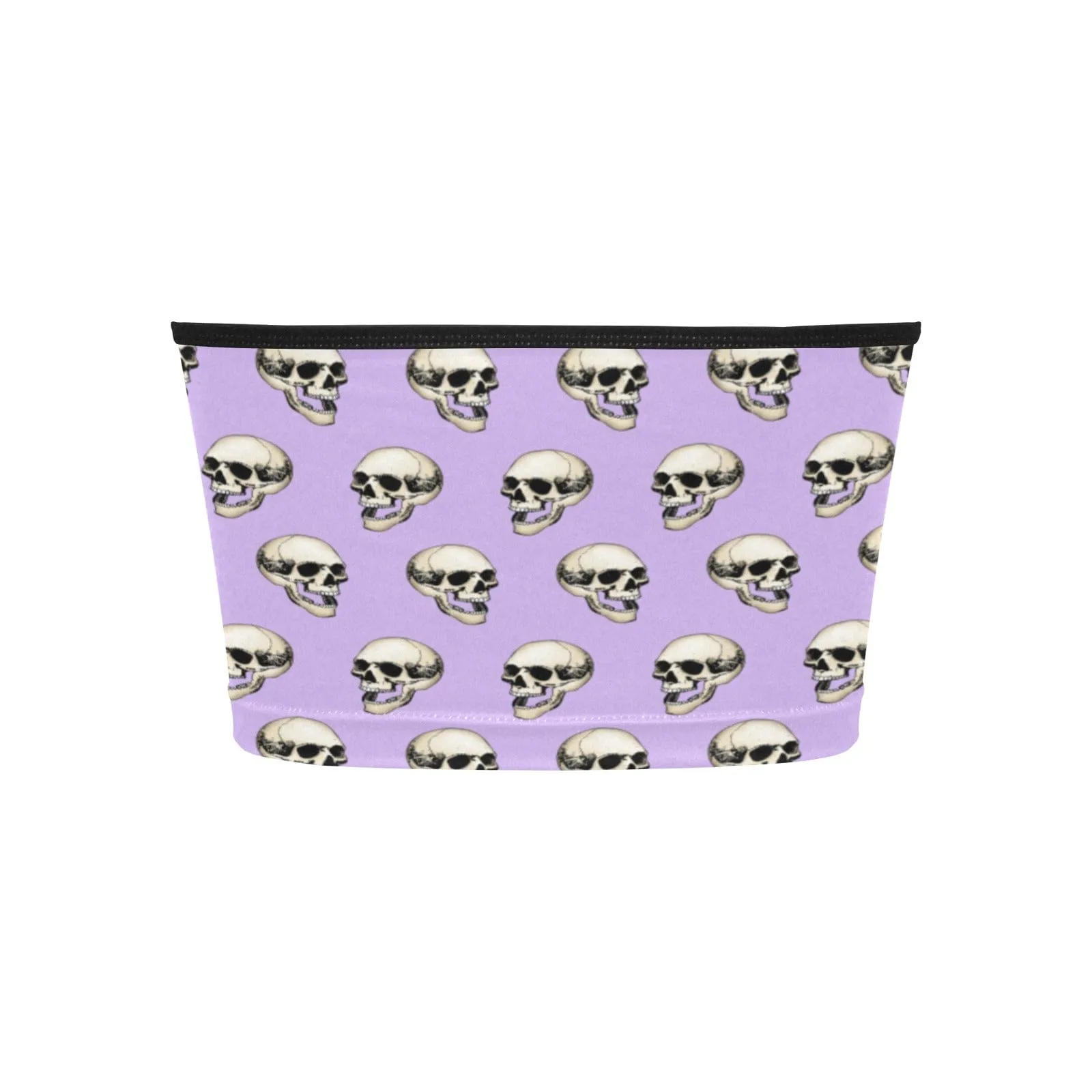 Women's White Skulls Purple Crop Bandeau Top