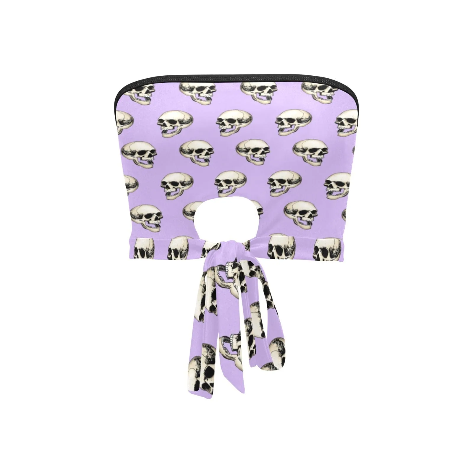 Women's White Skulls Purple Crop Bandeau Top