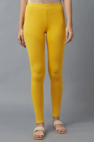 Yellow Cotton Lycra Tights