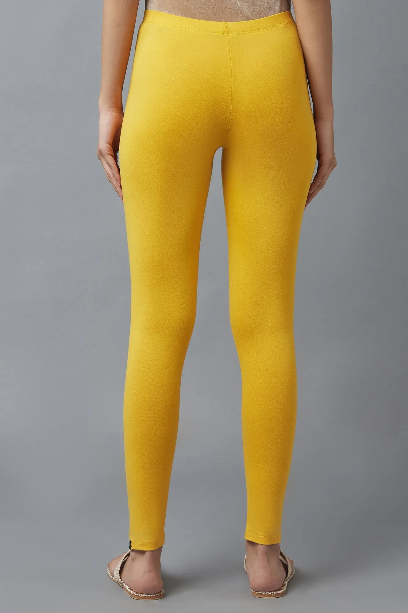 Yellow Cotton Lycra Tights