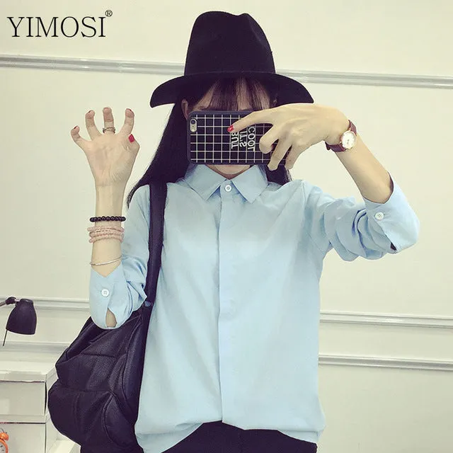 YIMOSI Women Autumn Blouses 2017 Korean Style Long Sleeve Shirts Preppy White Lady Tops Female Office Clothing Casual Blusas
