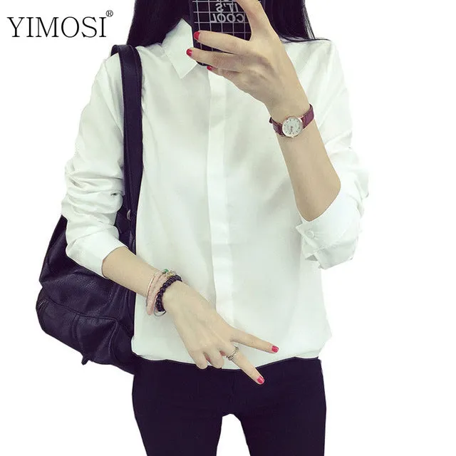 YIMOSI Women Autumn Blouses 2017 Korean Style Long Sleeve Shirts Preppy White Lady Tops Female Office Clothing Casual Blusas