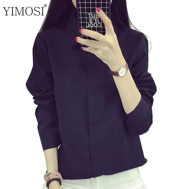 YIMOSI Women Autumn Blouses 2017 Korean Style Long Sleeve Shirts Preppy White Lady Tops Female Office Clothing Casual Blusas
