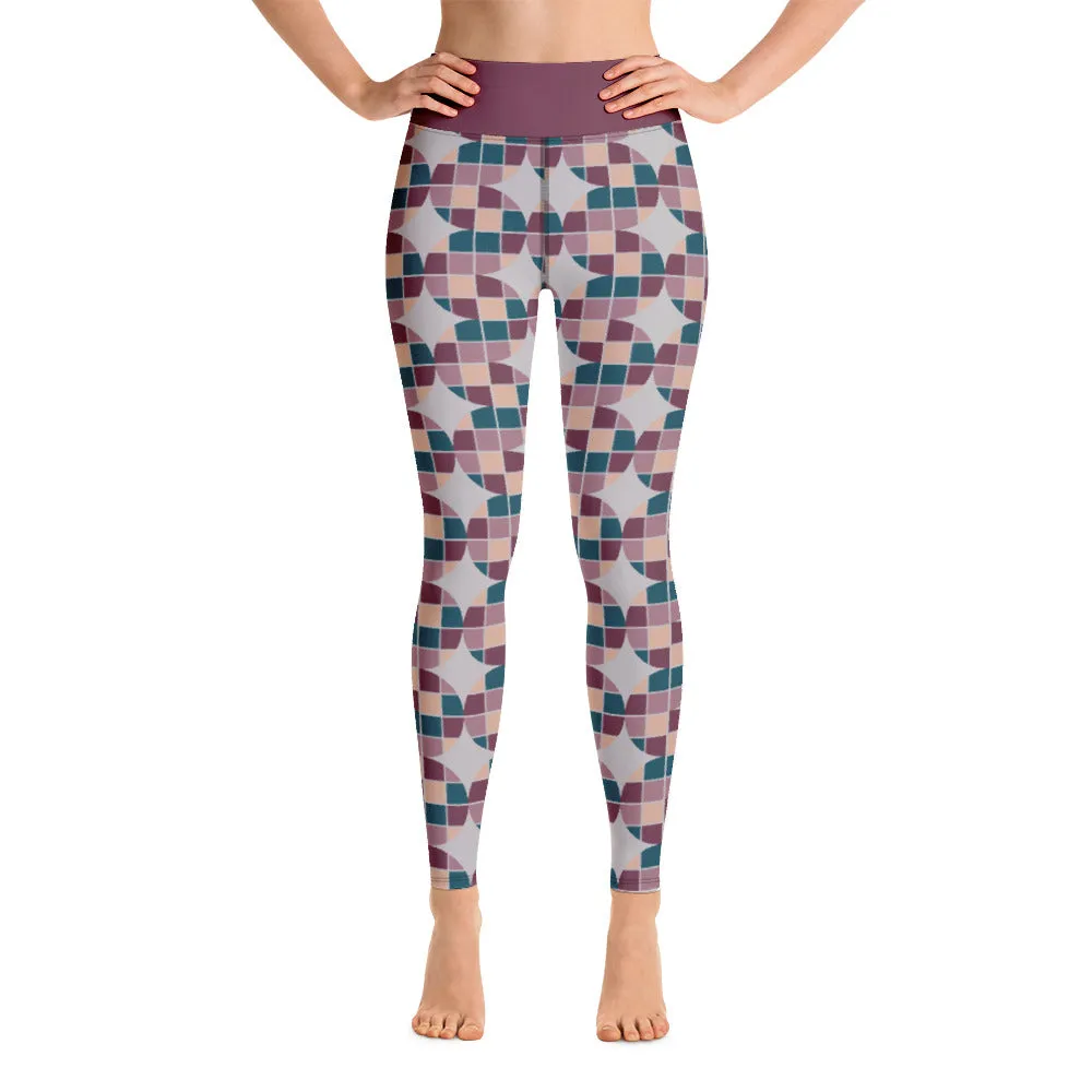 Yoga Leggings, Serpent Story Burgundy