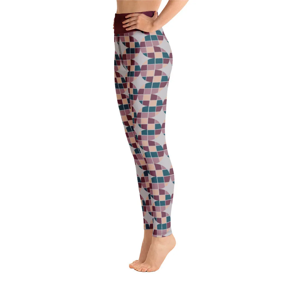 Yoga Leggings, Serpent Story Burgundy