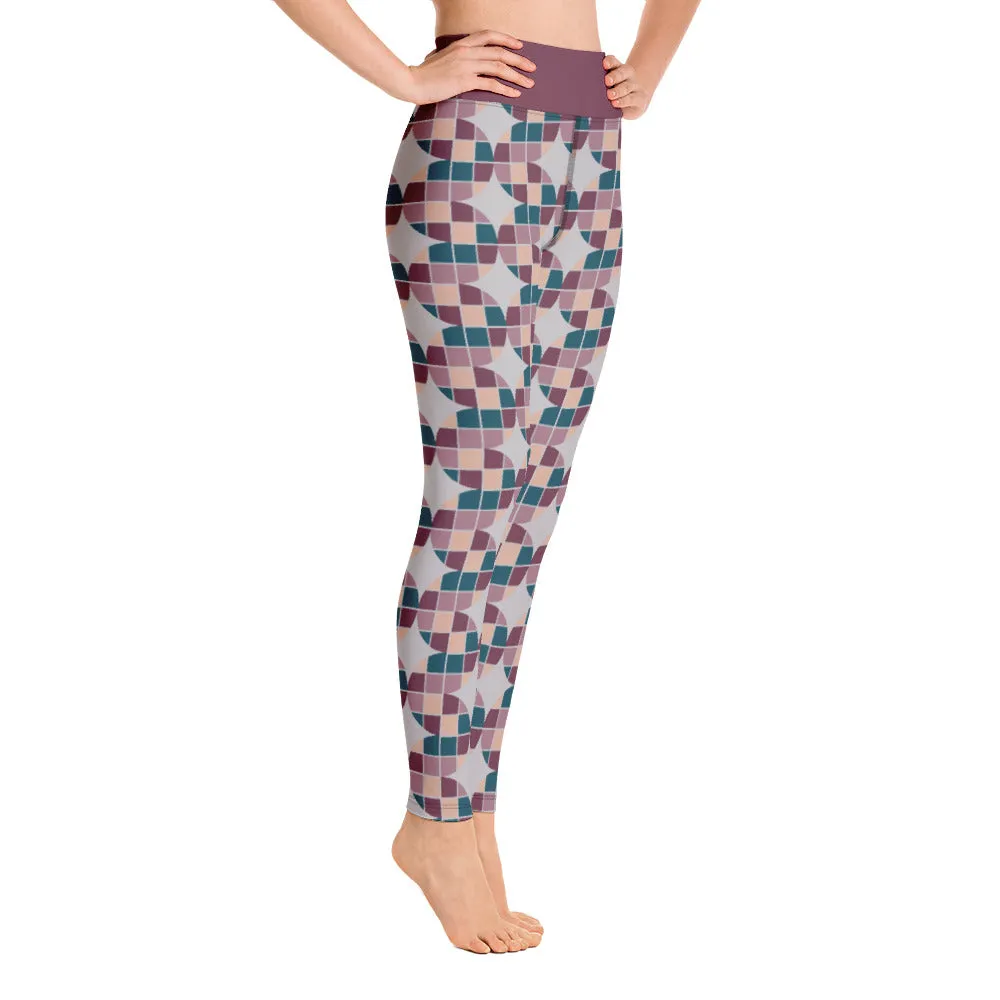 Yoga Leggings, Serpent Story Burgundy