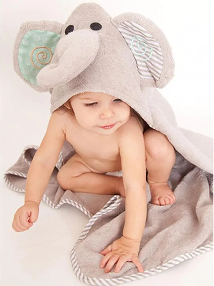 Zoocchini - Animal Cotton Baby Hooded Towels - Ellie the Elephant - 0-2 Years