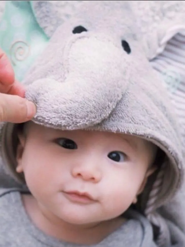 Zoocchini - Animal Cotton Baby Hooded Towels - Ellie the Elephant - 0-2 Years