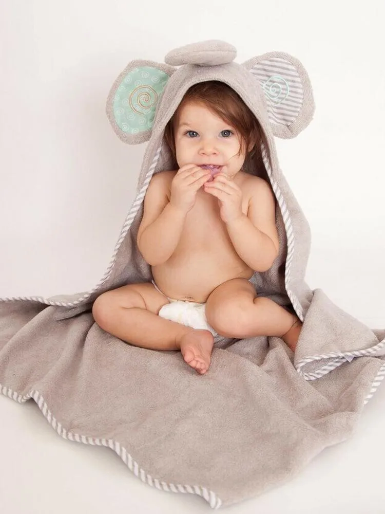 Zoocchini - Animal Cotton Baby Hooded Towels - Ellie the Elephant - 0-2 Years